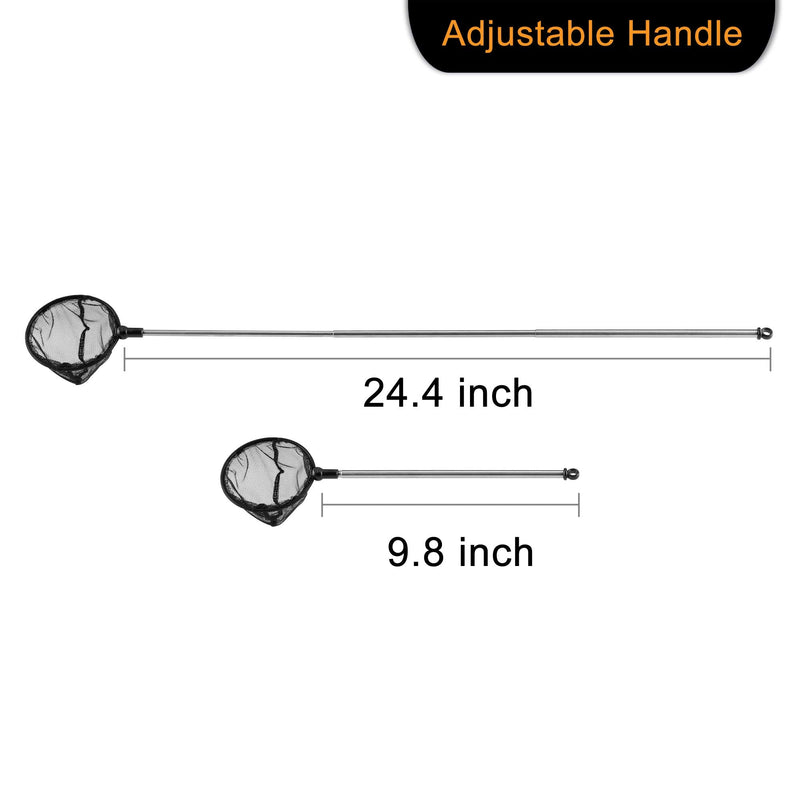 Filhome Telescopic Aquarium Fish Net, Fine Mesh Round Fish Net for Fish Tank with Extendable Long Handle 5 inch - BeesActive Australia
