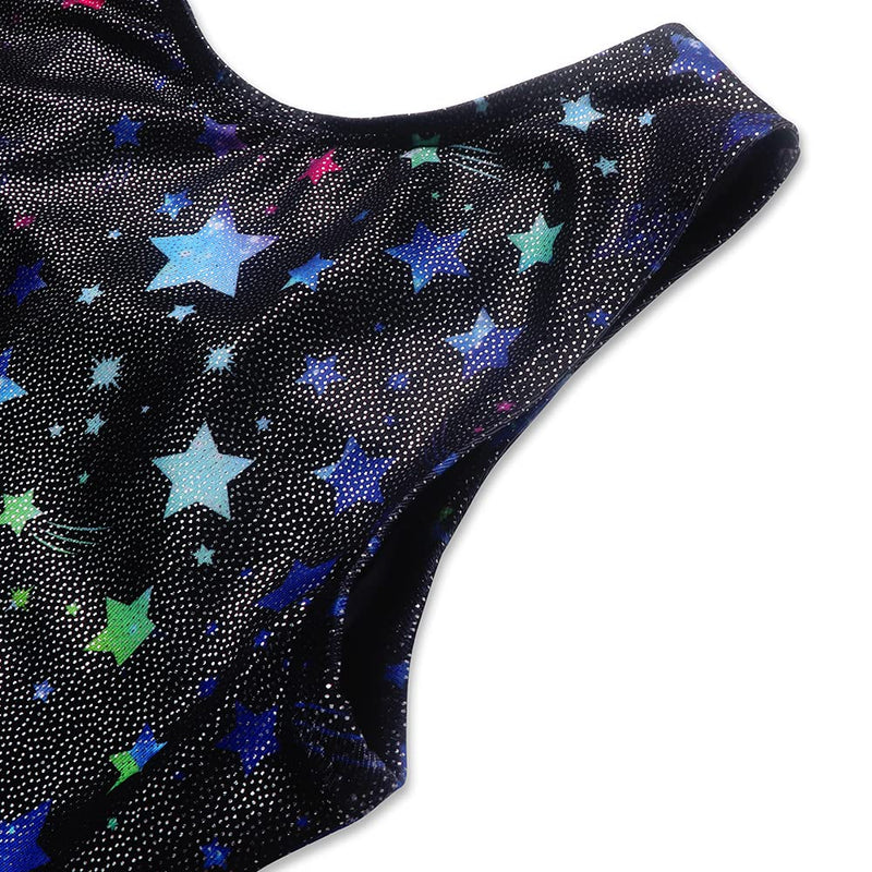 EQSJIU Gymnastics Leotards for Girls Kids Rainbow Mosaic Mermaid Butterfly Stars Leopard Galaxy Tie Dye Cosmos Leopard 5/6 Years Colorful Stars - BeesActive Australia