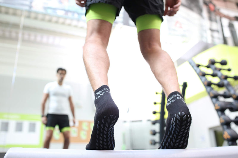 Rainbow Socks Women Men Cotton Non Slip Grip ABS Sport Socks 36-38 2 X Black - BeesActive Australia