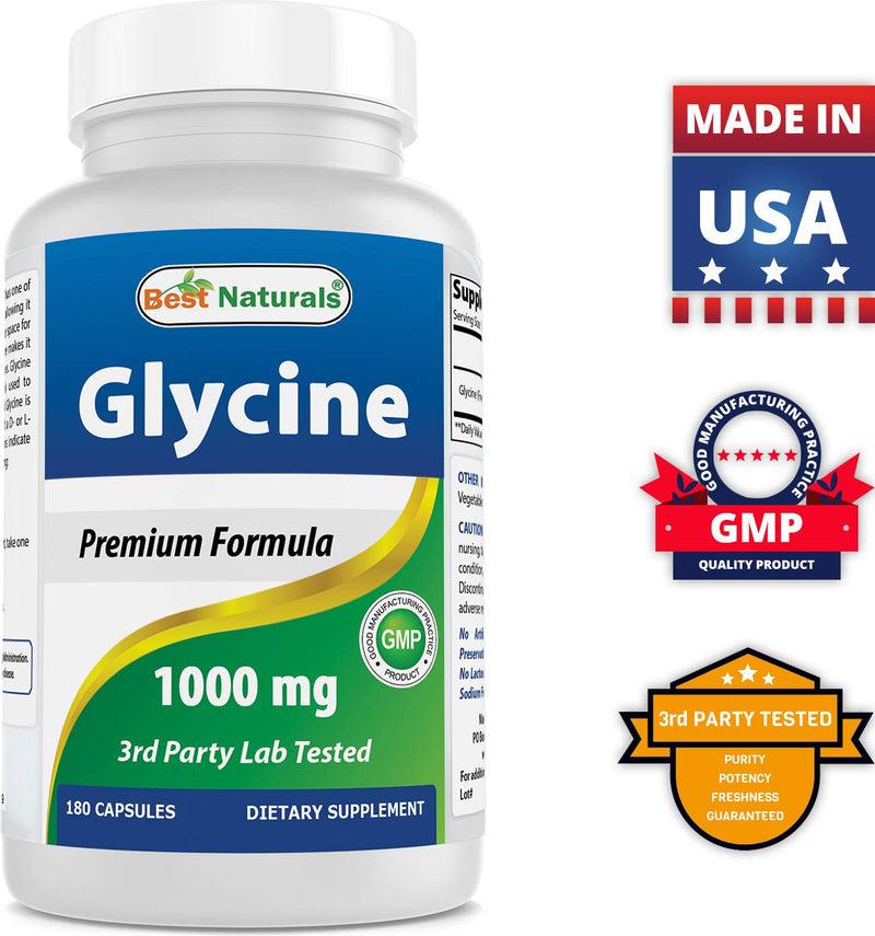 Best Naturals Glycine Supplement 1000 Mg for Energy Production, 180Count - BeesActive Australia
