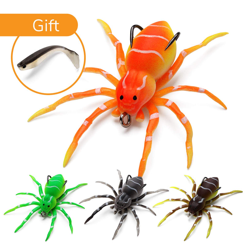 Soft Bait Silicone Fishing Lures Hooks , Realistic Spider Swimming Lures for Freshwater Saltwater Fishing Lures Kit 4Colors-4pcs - BeesActive Australia