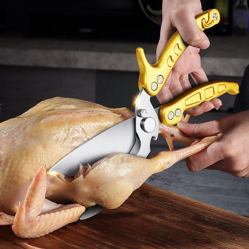 Poultry Shears, Germany Detachable Heavy Duty Kitchen Scissors, Golden Kitchen Shears With Knife Bottle Opener Gift Box, Multipurpose Kitchen Shears For Cooking Chicken Meat Turkey Thanksgiving Germany Detachable Poultry Shear - BeesActive Australia