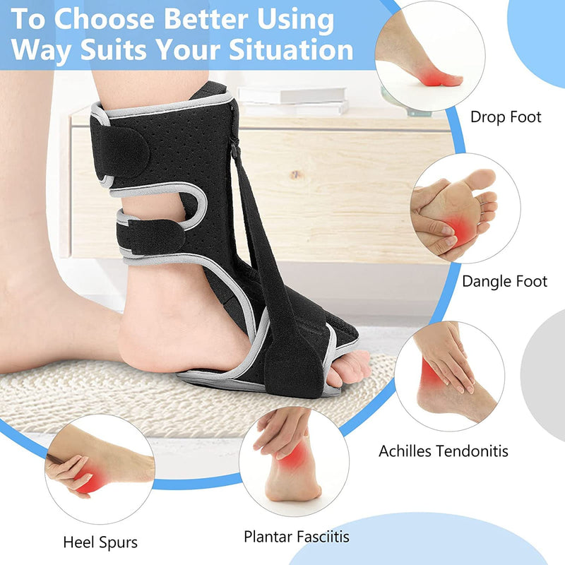 WOSHSHEN Plantar Fasciitis Night Splint, Adjustable Plantar Fasciitis Relief Night Splint for Women & Men, Relief Brace for Plantar Fasciitis Relief, Achilles Tendonitis and Foot Drop (Black, Large) Black - BeesActive Australia