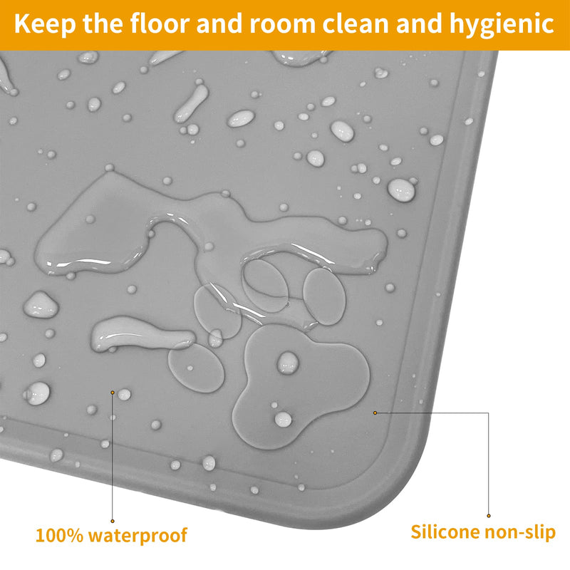 Ptlom Pet Placemat for Dog and Cat, Mat for Prevent Food and Water Overflow, Suitable for Medium and Small Pet,Silicone, 13" 13"… 13" * 13" Grey - BeesActive Australia