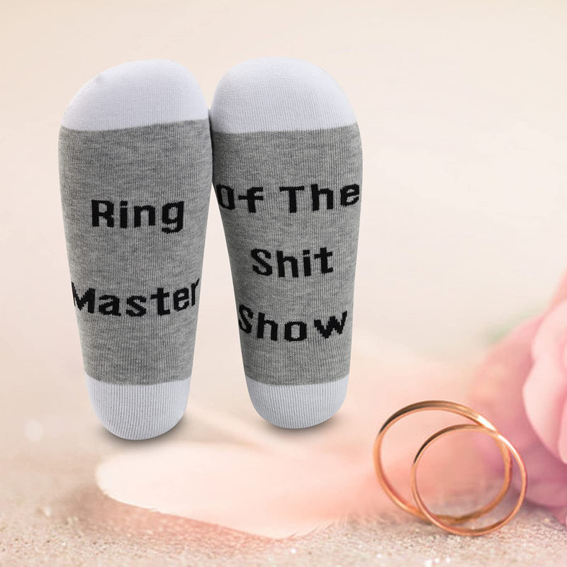 LEVLO Funny Ringmaster Gifts Ring Master Of The Shit Show Socks Mothers Day Gift 2 Pairs/Set - Mid Calf -1 - BeesActive Australia