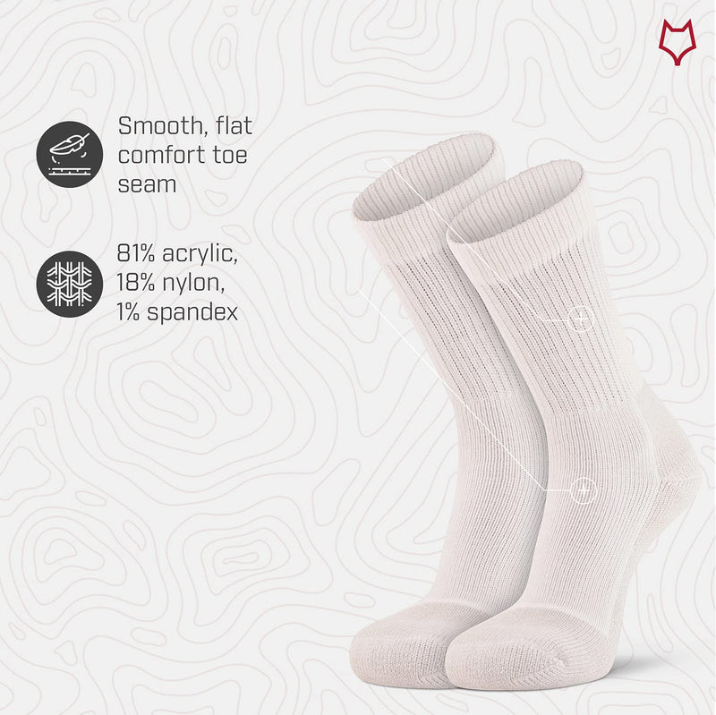 Fox River Wick Dry Athletic Crew Socks Heavyweight Sports Socks for Men and Women with Comfort Cushioning (2 Pack) Large White - BeesActive Australia