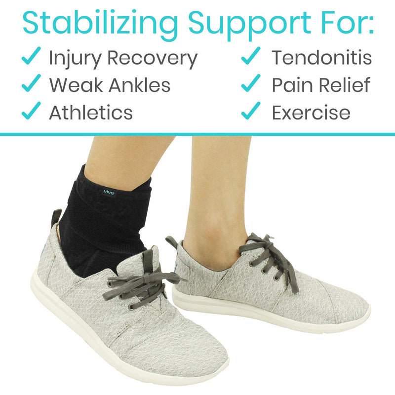 Vive Foot Ankle Wrap - Right and Left Foot Support Sleeve Brace for Men and Women - Adjustable Sprained Feet - Lightweight, Breathable Guard - Stabilizer for Running, Rolled Sprains, Swollen Tendonitis Small / Medium - BeesActive Australia