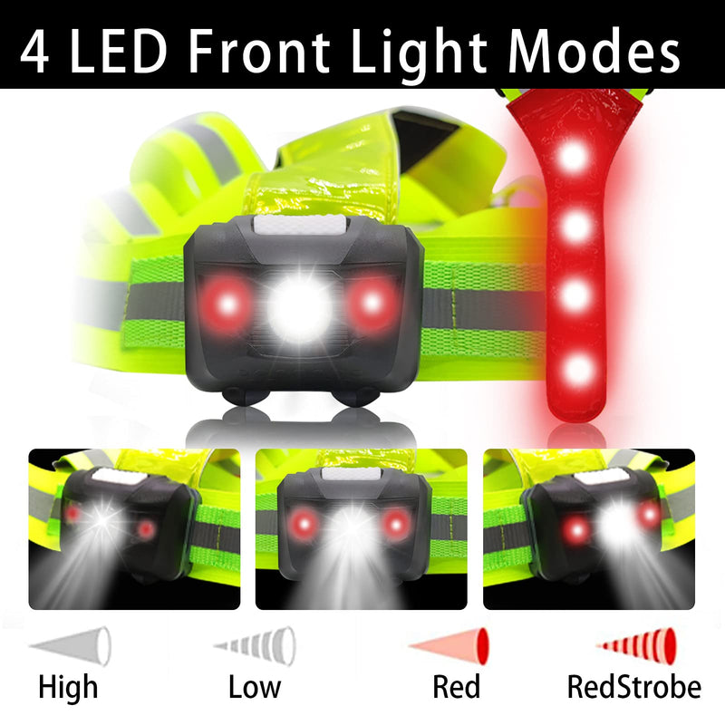rnairni Lighting LED Reflective Vest Running Light Set, Adjustable Safety Vest, Gear Armbands, Belt Bag with Earphone Hole for Night Running, Motorcycle, Walking, Cycling and Dog Walking Sports - BeesActive Australia