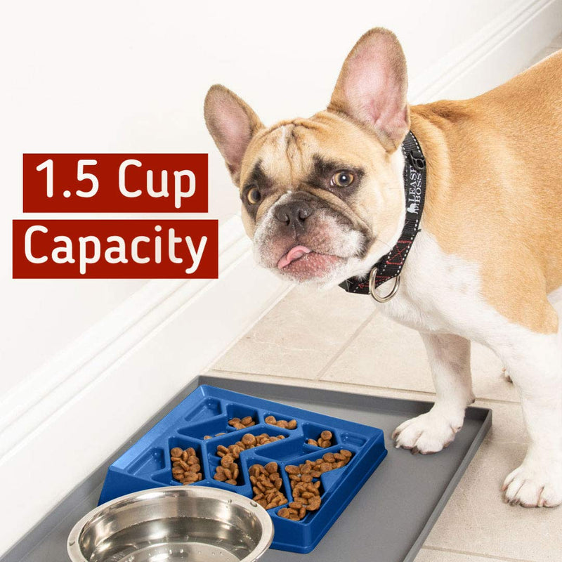 Leashboss Flat Face Feeder, Tilted Slow Feed Bowl for Short Snout Dogs & Cats, Slanted Maze Food Bowl for French Bulldogs, Pugs, Boston Terriers Blue - BeesActive Australia