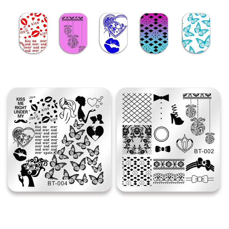 Biutee Stamping Plates for Nails Kit 6PCS Square Nail Stamping Plates 1PCS Nail Stampers 1PCS Scraper Nail Art Stamp Template Image Plate Stencils Tool for Manicure Art Design Template Image Plate Pattern: Square Art Stamping Plates - BeesActive Australia