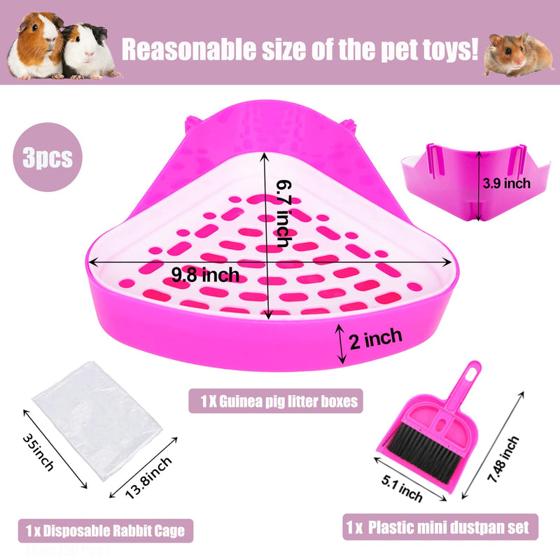 PINVNBY Guinea Pig Litter Box Triangle Potty Trainer Corner Litter Pan Bunny Litter Tray Hamster Plastic Corner Toilet Box for Chinchillas Ferret Small Animal Pink - BeesActive Australia