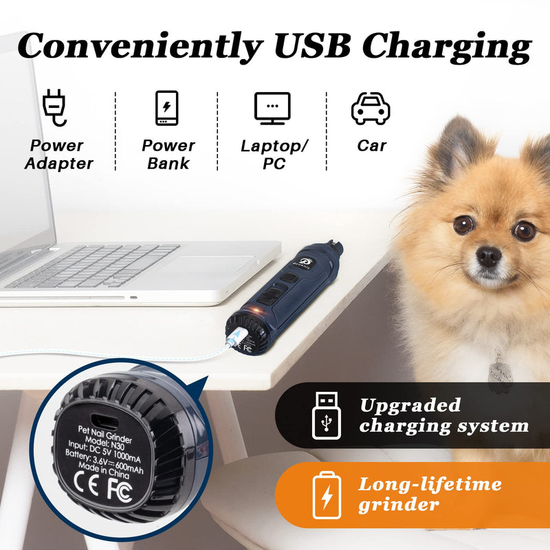 BOUSNIC Dog Nail Grinder and Clippers Kit - 2-Speed Quiet Pet Nail Trimmer Safe Powerful Electric Dog Nail File Toenail Grinder for Puppy Small Medium Large Breed Dogs & Cats - BeesActive Australia