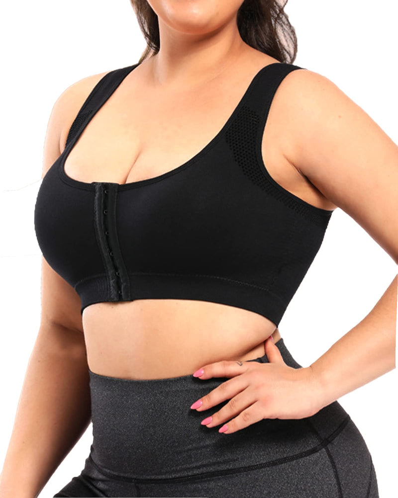 Jengo Post Surgery Bra for Women Surgical Bras Front Closure Sports Bras Breast Augmentation Mastectomy Bra Post Op Bra S Black - BeesActive Australia
