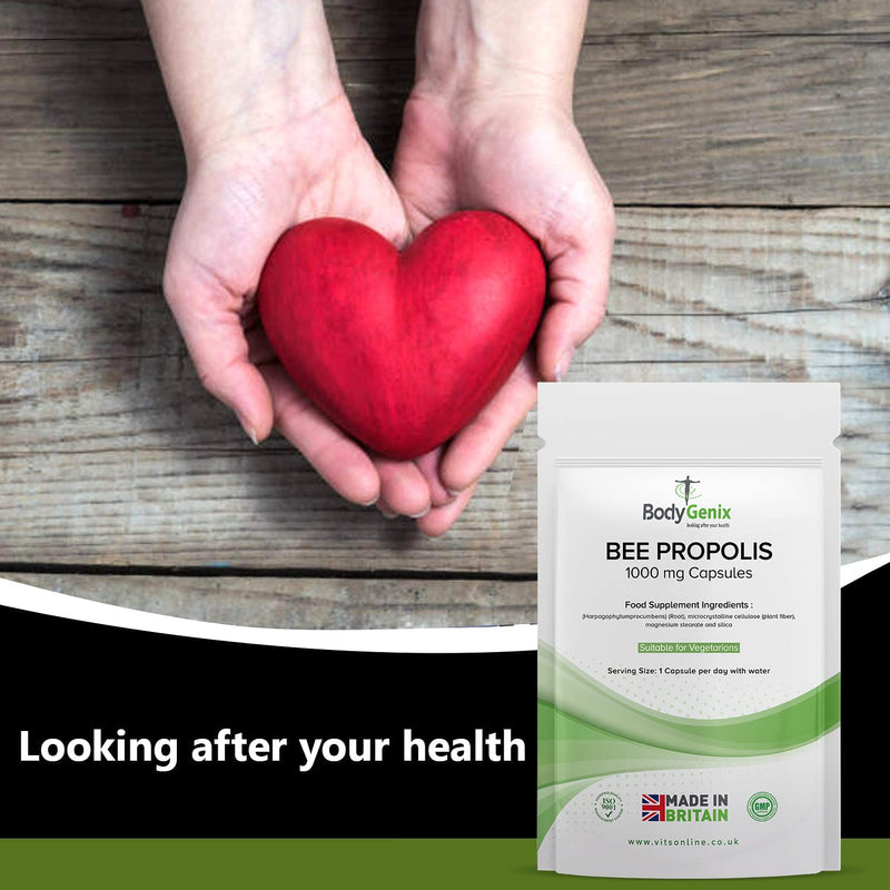 Bodygenix BEE Propolis 1000mg 60 Capsules Natural ANTIBIOTIC, Fight Infection 60 Count (Pack of 1) - BeesActive Australia