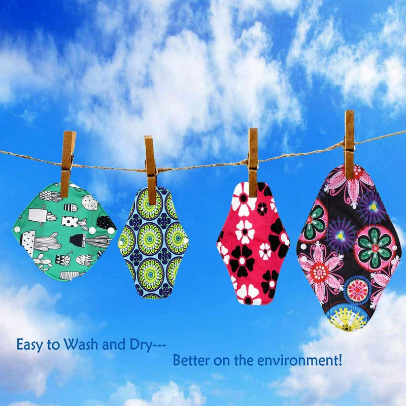 ZCOINS 11 Pieces Mix Size Reusable Sanitary Towels for Light Medium Heavy Flow and Night Cloth Sanitary Pad - BeesActive Australia