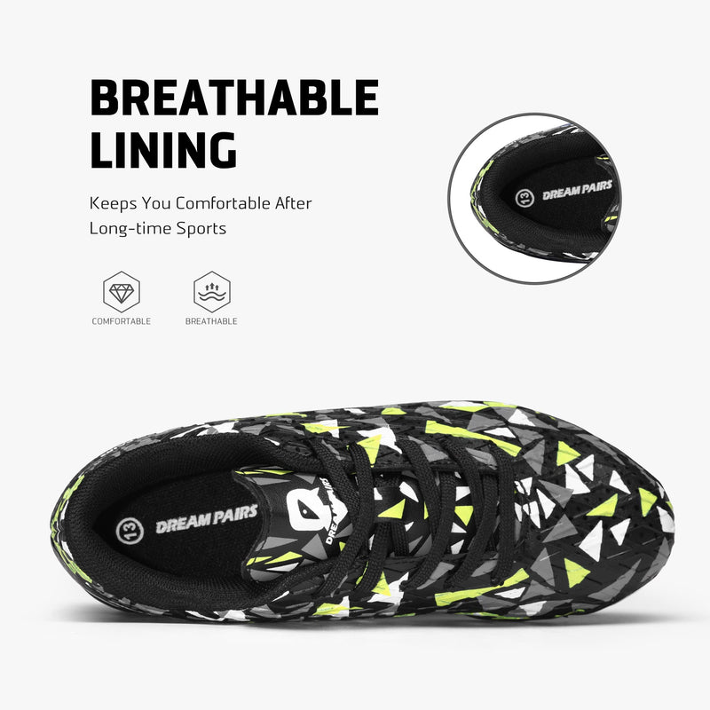 DREAM PAIRS Boys Girls Indoor Turf Soccer Shoes Lace Up Cleats(Toddler/Little Kid/Big Kid) 1 Little Kid Black/Neon/Green - BeesActive Australia