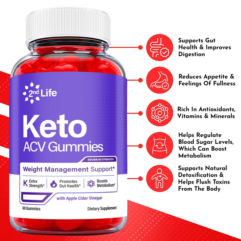 (2 Pack) 2nd Life Keto Gummies - 2nd Life Keto ACV Keto Gummies, 2nd Life Keto Gummies with Apple Cider Vinegar - Vegan, Non GMO - Advanced Formula Keto Supplement (120 Gummies) - BeesActive Australia