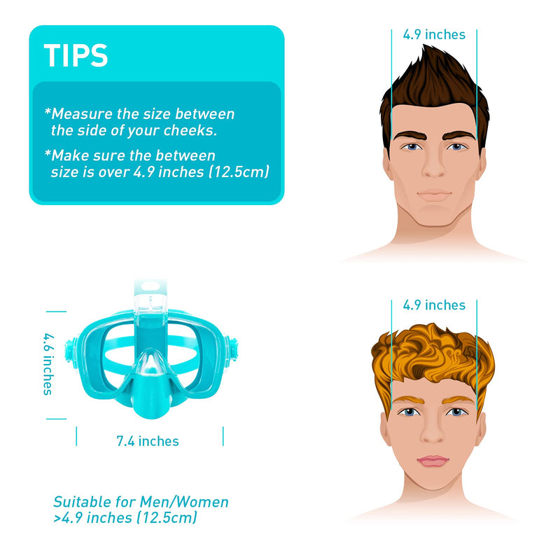 CAPAS Snorkel Mask for Adults | Innovative Design More Airflow Snorkel Set | Easier Breathing Anti-Fog Swimming Diving Mask with Camera Mount | All Dry Top Snorkeling Gear for Adults Youths Men Women Agate Green - BeesActive Australia