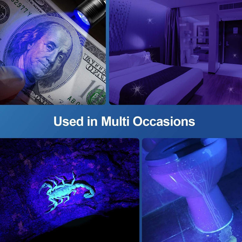 morpilot Black Light, 2 Pcs UV Handheld Blacklight Flashlights 12 Led 395nm Mini Light Torch Detector for Pets Urine and Stains - BeesActive Australia