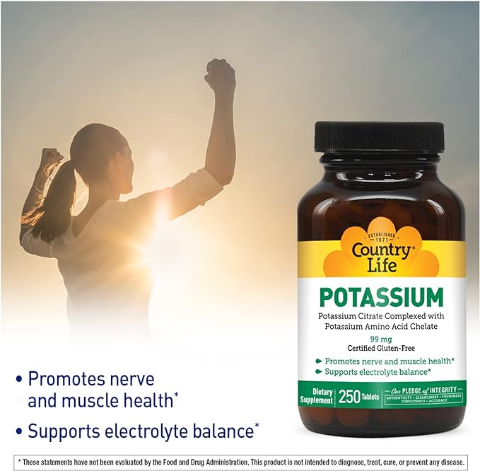 Country Life - Potassium 99 mg. 250 tablets - BeesActive Australia