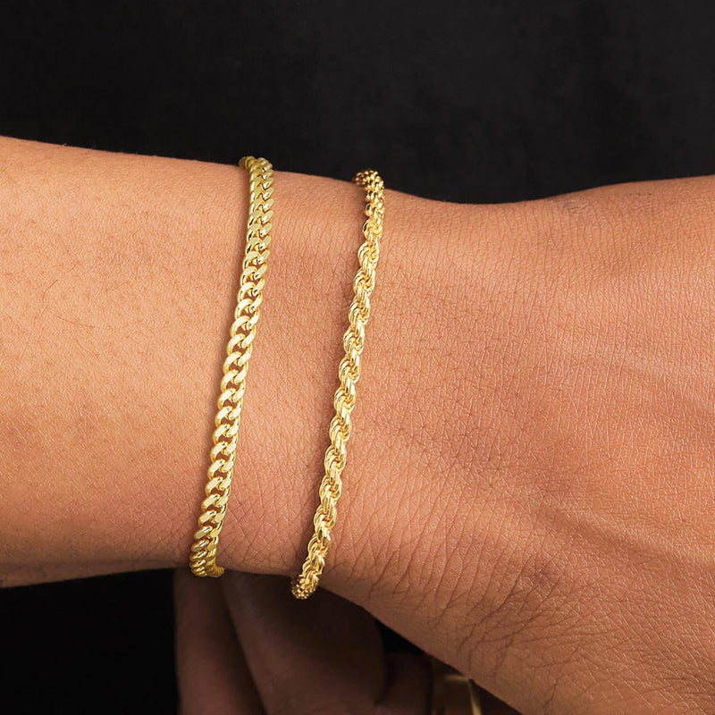 Poaiiu Silver/Gold Layered Chain Bracelets Sets for Men Women Sterling Silver Rope Figaro Cuban Link Chain Bracelets Set Men Jewelry Gifts for Dad Boyfriend Husband Rope Gold - BeesActive Australia