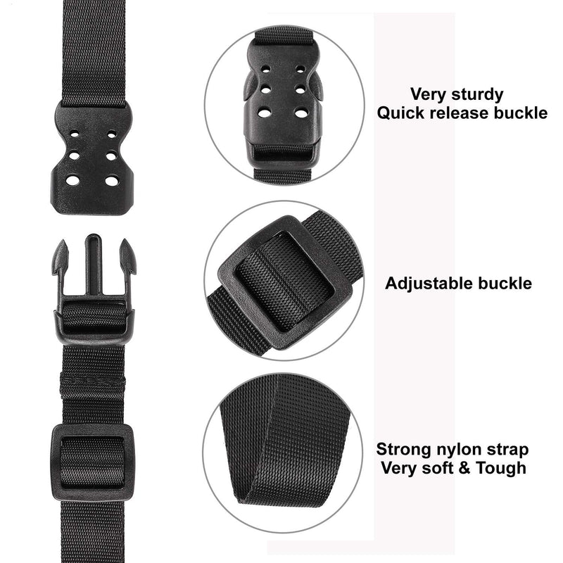 Ayaport Utility Straps with Buckle 40" Quick-Release Adjustable Nylon Straps Black 4 Pack 0.75"x40" - BeesActive Australia