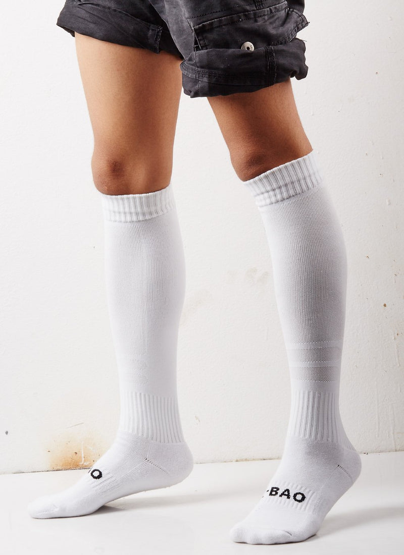 Men's Sports Athletic Compression Football Soccer Socks Over The Knee High Socks White - BeesActive Australia