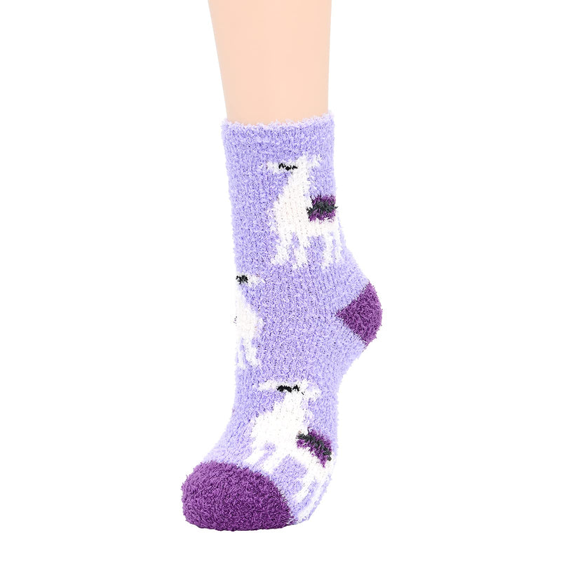Womens Fuzzy Socks Winter Warm Fluffy Socks Athletic Outdoor Sports Socks 6 Pack Purple - BeesActive Australia