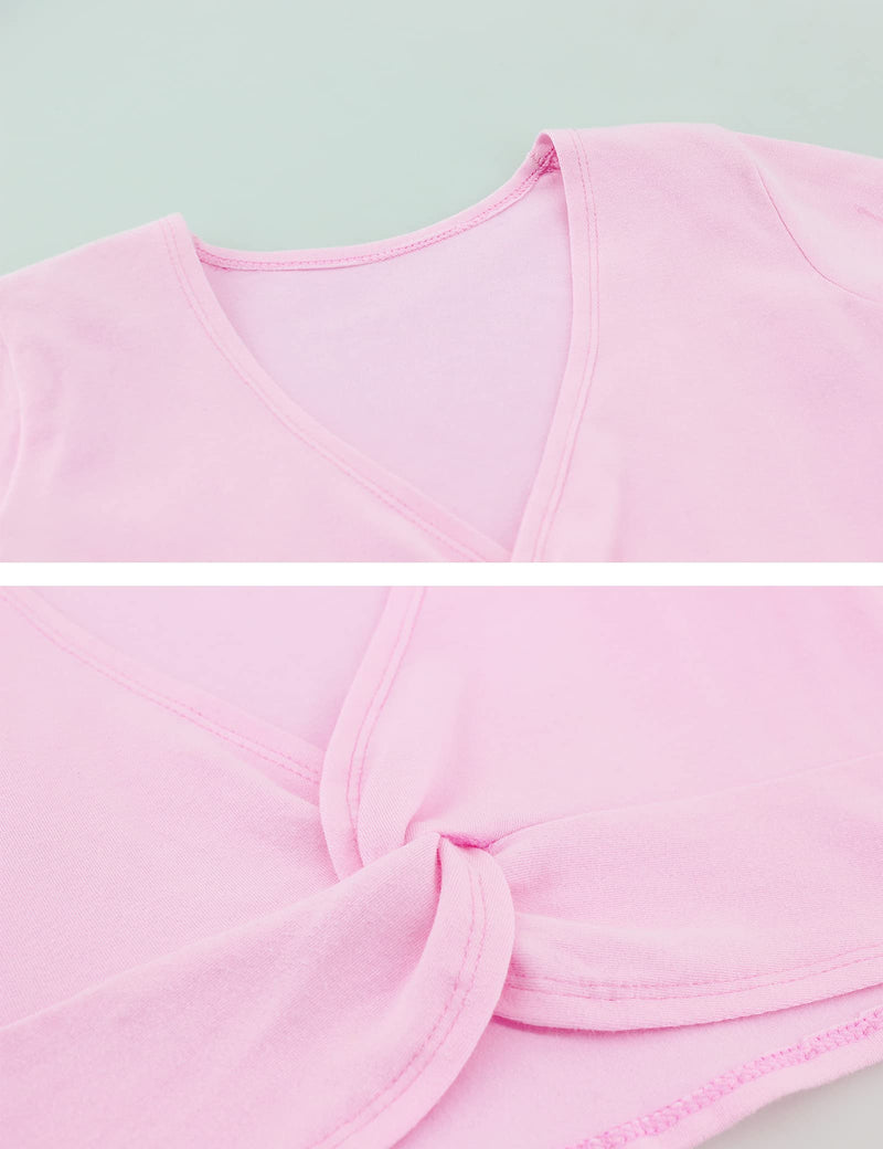 Lovdaswi Girls Dance Crop Coat Kids Ballet Long Sleeve Wrap Tops Pink Large - BeesActive Australia