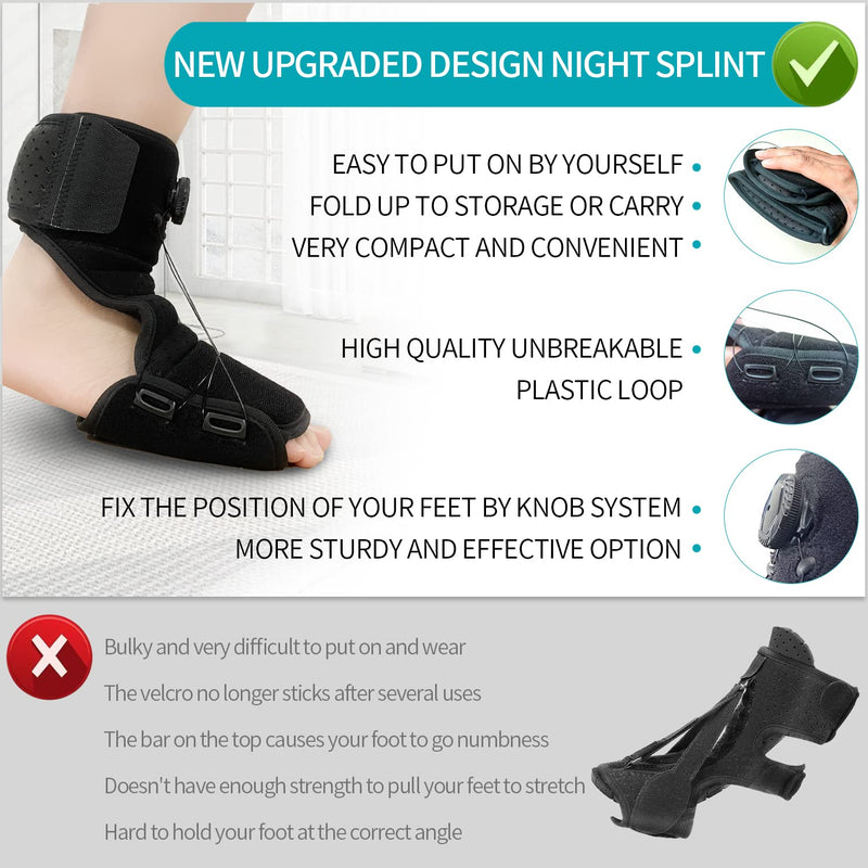 Plantar Fasciitis Night Splint with Rotating Knob System for Plantar Fasciitis Relief Plantar Fasciitis Socks Fascia Stretcher for Achilles Tendonitis Relief Plantar Fasciitis Brace Foot Drop - BeesActive Australia