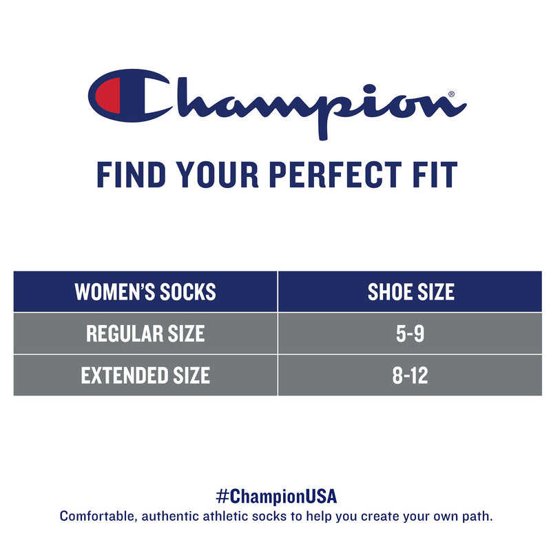 Champion Women's Double Dry 6-Pair Pack Performance No Show Cushioned Socks 5-9 White/Assorted - BeesActive Australia