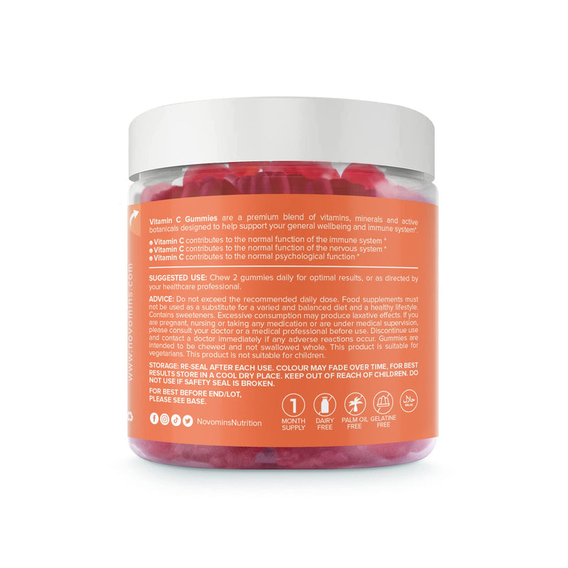 Vitamin C Gummies Sugar Free � 250 mg High Strength Vitamin C for Adults � with Added Bioflavonoids, Rose Hip, Elderberry & Zinc - Immune System Support - Vegan- Gluten Free - by Novomins - BeesActive Australia