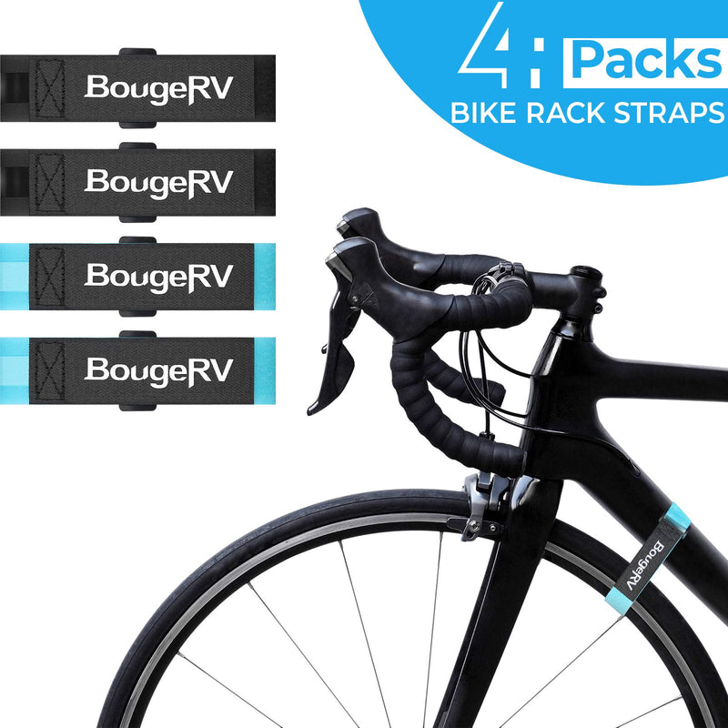 BougeRV 4 PCs 24 inches Bike Rack Straps Bicycle Wheel Stabilizer Adjustable Straps with Non-Slip Gel 4 Packs Blue & Black - BeesActive Australia