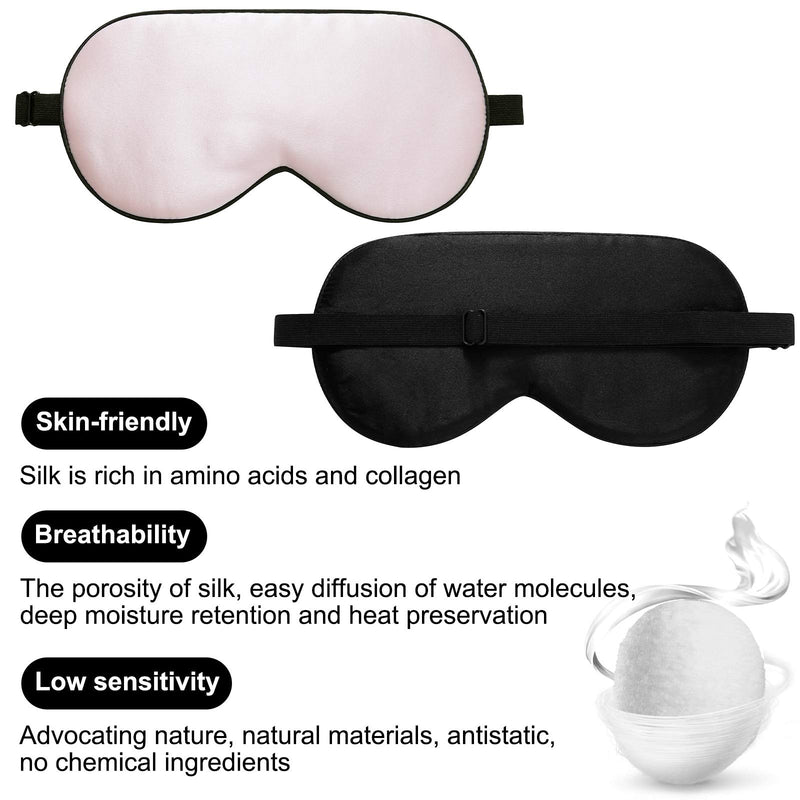 Silk Sleep Mask & Blindfold, Summer Cool, Mulberry Silk Eye Mask with Elastic Strap Relieving Eye Fatigue and No Stimulation, Soft Eye Cover Eyeshade for Night Sleeping, Nap & Travel (Pink) Pink - BeesActive Australia