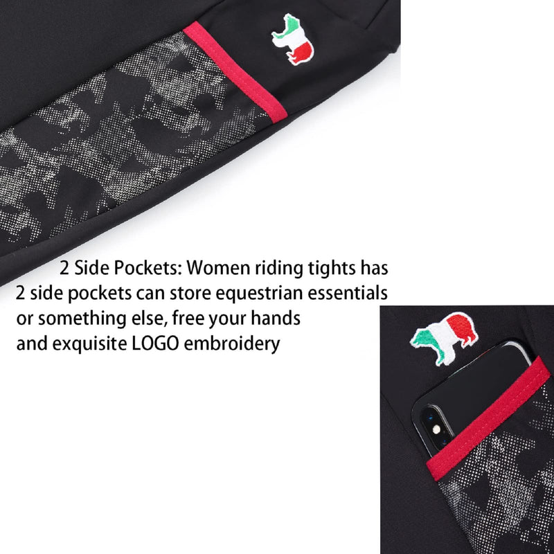 MakyeAme Women's Horse Riding Pants Full Seat Silicone Grip Riding Training Tights Equestrian Breeches with Size Pockets Black X-Large - BeesActive Australia