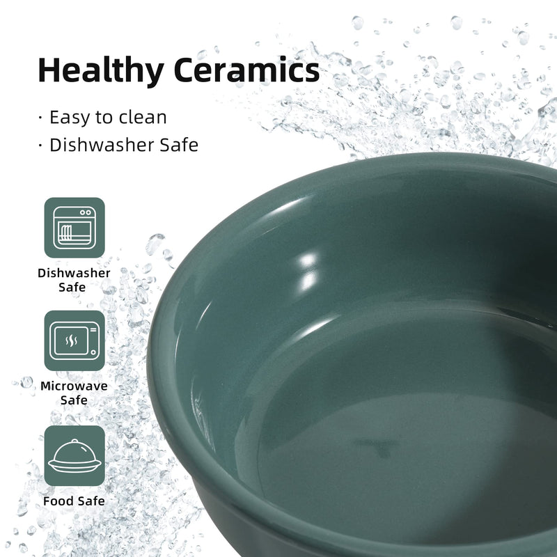 Havniva Ceramics Raised Dog Bowl with Non-Slip Stand Elevated Dog Bowl for Medium and Large Dog Food and Water Bowl Dog Dish Pet Feeding Bowl Medium - 6.9" Double - Dark Green - BeesActive Australia