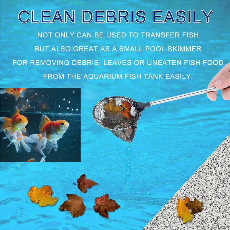 JONMON Fish Net Aquarium - Small Round Fine Mesh Shrimp Fish Catch Skimming Net with Telescoping Long Extendable Handle Aquarium Fish Tank Accessories for Cleaning Tanks Pond Leaves and Debris - BeesActive Australia