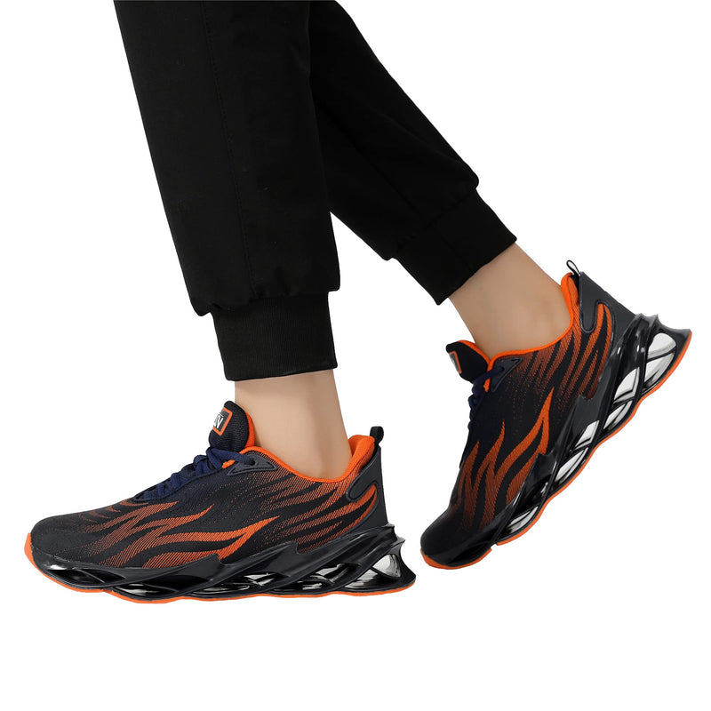 Azooken Mens Sports Footwear Tennis Breathable Jogging Lightweight Shoes 9.5 Orange/2 - BeesActive Australia