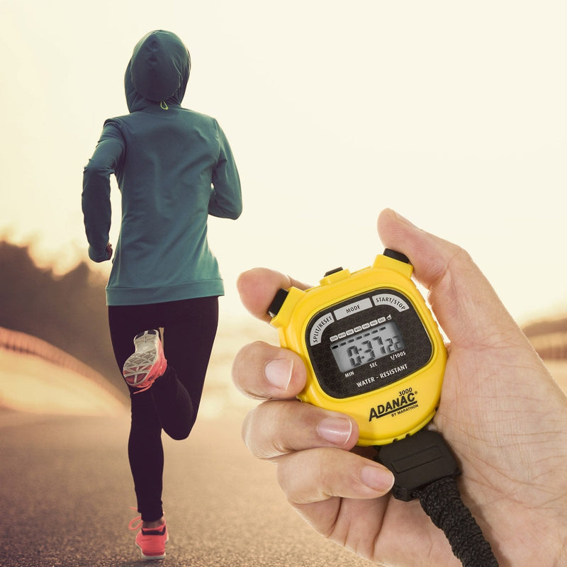 MARATHON Adanac 3000 Digital Sports Stopwatch Timer with Extra Large Display and Buttons, Water Resistant- Yellow - BeesActive Australia