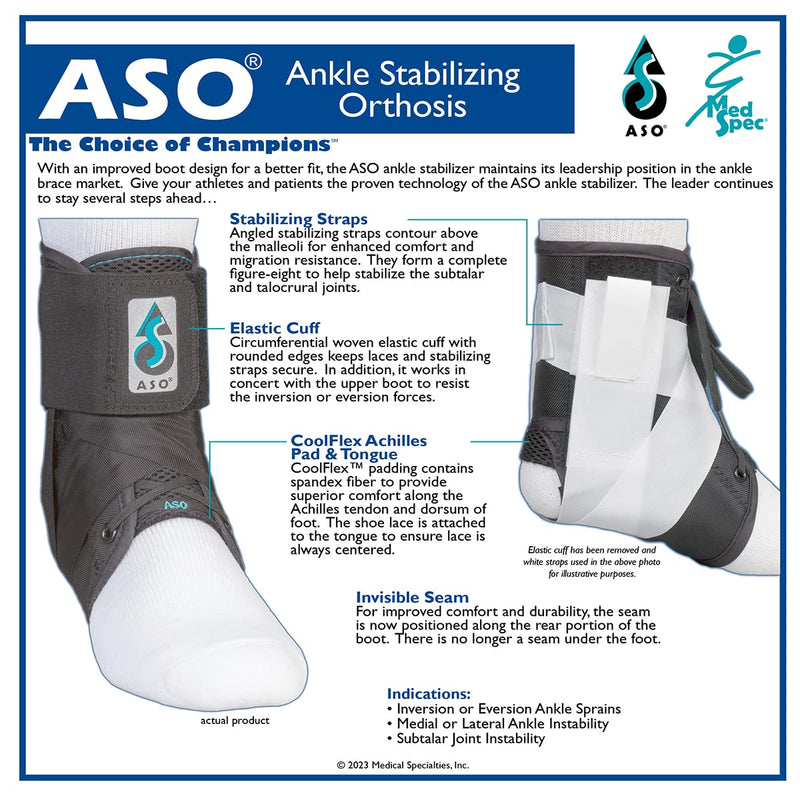 Med Spec ASO Ankle Stabilizer Black Medium - BeesActive Australia