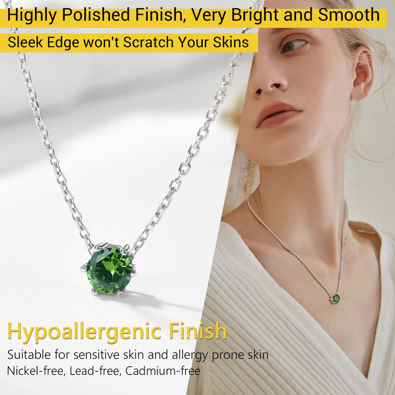 PROSILVER 925 Sterling Silver Dainty Necklace for Women Teen Girls, Gorgeous Cubic Zirconia Birthstone Necklace Jan - Dec Available, 16"-18" Adjustable, Come Gift Box 01 Jan (Garnet) - BeesActive Australia