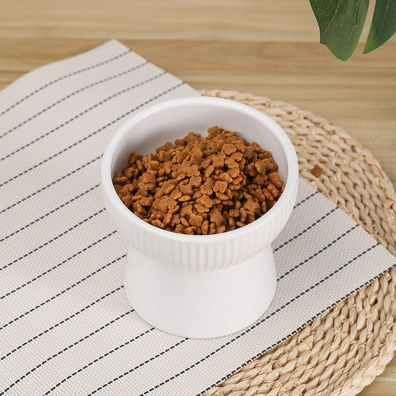 Ceramic Raised Cat Bowls, Elevated Food or Water Bowls, Stress Free, Backflow Prevention, Dishwasher and Microwave Safe, Lead & Cadmium Free style 1 White - BeesActive Australia