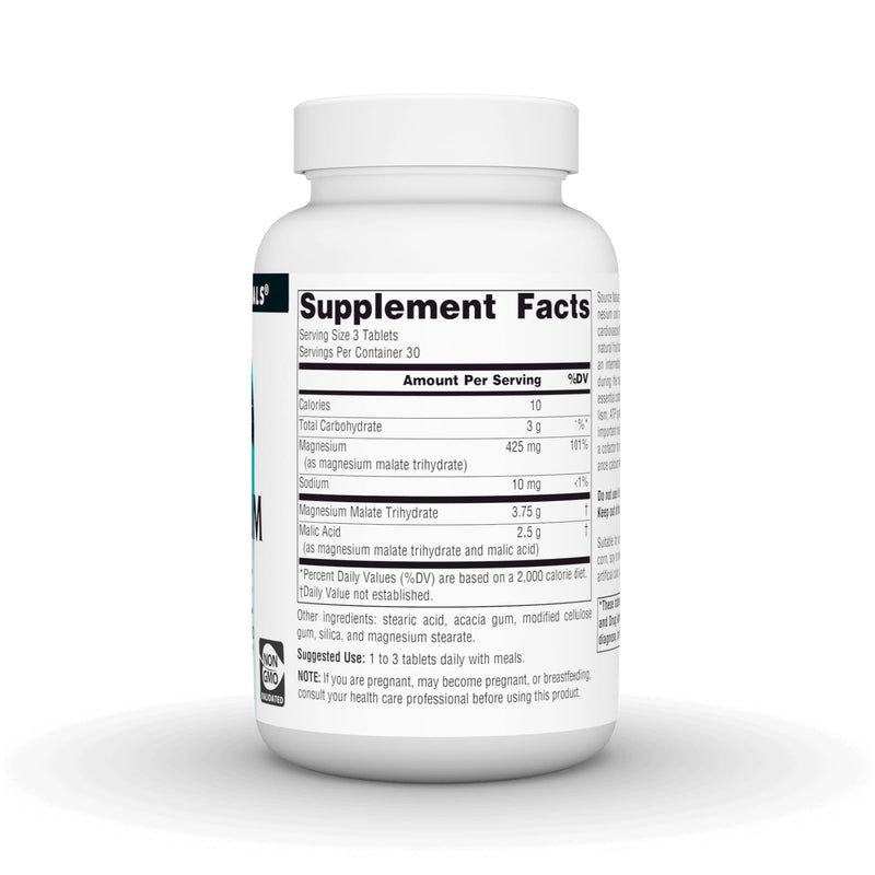 Source Naturals Magnesium Malate, Supports Muscles and Energy*, 3,750 MG per Serving - 90 Tablets Unflavored 90 Count (Pack of 1) - BeesActive Australia
