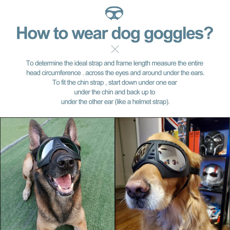 NVTED Dog Goggles Big Area Dog Sunglasses, Large Breed Windproof Snowproof Eye Protection Dog Glasses for Outdoor Driving Cycling - BeesActive Australia