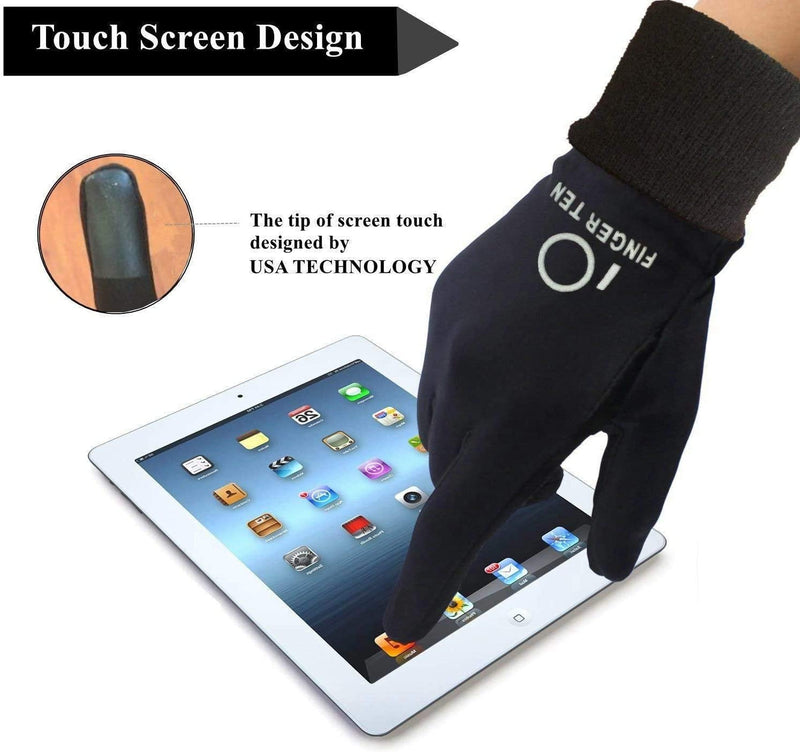 FINGER TEN Winter Gloves for Kids Touchscreen Boys Girls Running Cycling Pair, Youth Lightweight Warm Thermal Touch Screen Gloves for Texting Hiking Skating Black Small - BeesActive Australia