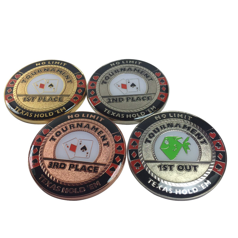 [AUSTRALIA] - Poker Weight Four Piece Set - Commerative Trophies - 1st, 2nd, 3rd, 1st Out 