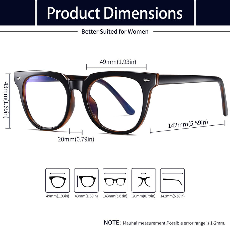 KANASTAL HD Clear Blue Light Blocking Glasses (Reducing Headaches and Sleeps Better) Blue Light Filter Suitable for Computer/Gaming/TV/Mobile Phone - No Prescription, Suitable for Adults/Kids Black Frame Tea Piece - BeesActive Australia
