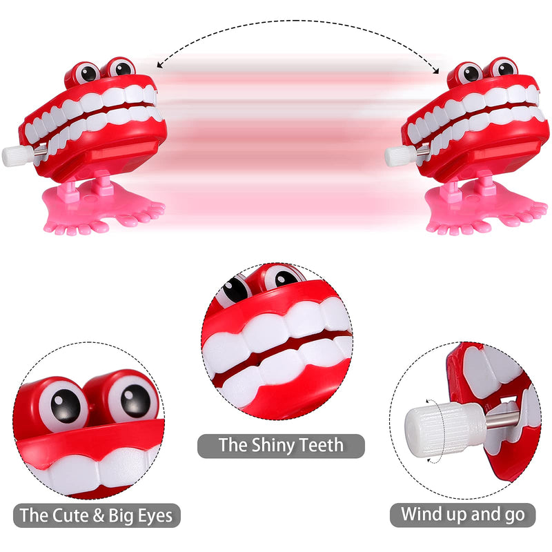Sumind 7 Pieces Chattering Teeth Wind up Walking Teeth Toys with Eyes Funny Joke Toys Teeth for Party Halloween Christmas Desktop Decoration - BeesActive Australia