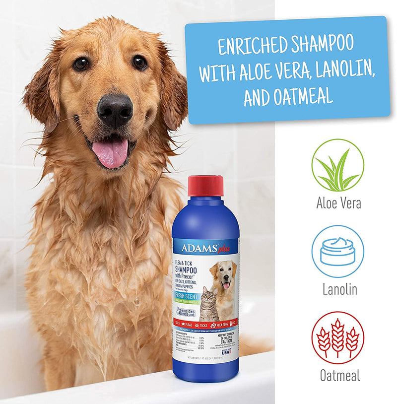 Adams Plus Flea & Tick Spray for Dogs and Cats Kills Adult Fleas, Flea Eggs, Flea Larvae, Ticks, and Repels Mosquitoes for Up to 2 Weeks Controls Flea Reinfestation for Up to 2 Months 16 Ounces Shampoo Bundle - BeesActive Australia