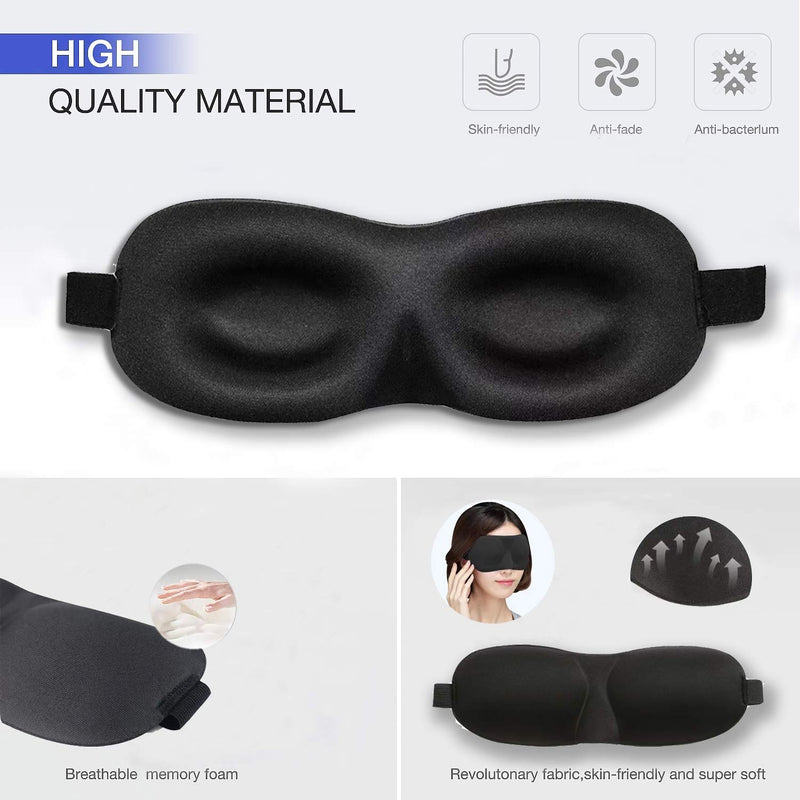 Soohu Sleep Mask 3 Pack,Eye-Shade 3D Contoured 100% Blackout Eye Mask for Sleeping,Comfortable concave Sleep mask Does not Compress The Eyes for Men and Women,Traveling, Night Shift, Meditation - BeesActive Australia